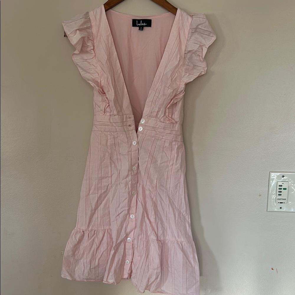 Lulu's Pink Ruffle Sleeve Dress - Picture 5 of 5